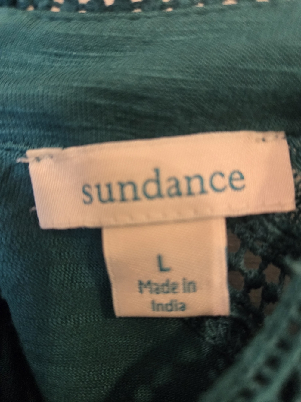 Sundance Teal Crochet-Trim Sleeveless Top Womens Size Large - Picture 4 of 7